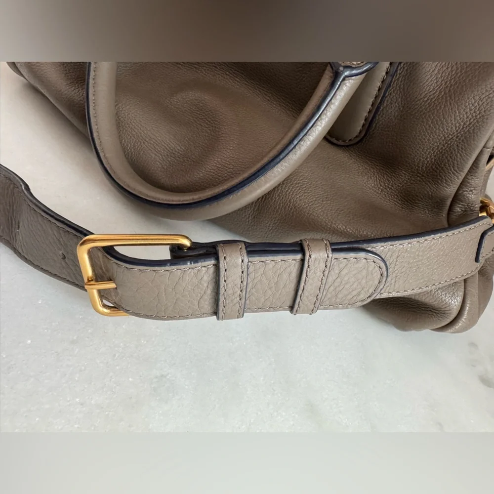 Marc Jacobs Brown Pebbled Leather Satchel with adjustable Shoulder Strap